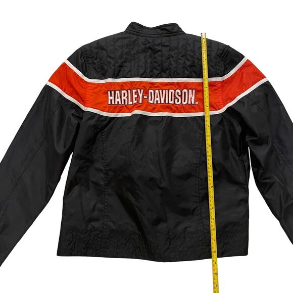 Harley-Davidson Black Nylon Racing Jacket | Orange Red Stripe 2007, M Vintage - Picture 11 of 13